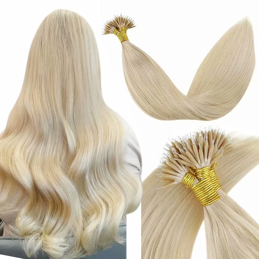 Laavoo Real Nano Ring Human Hair Extensions 16 Inch Blonde