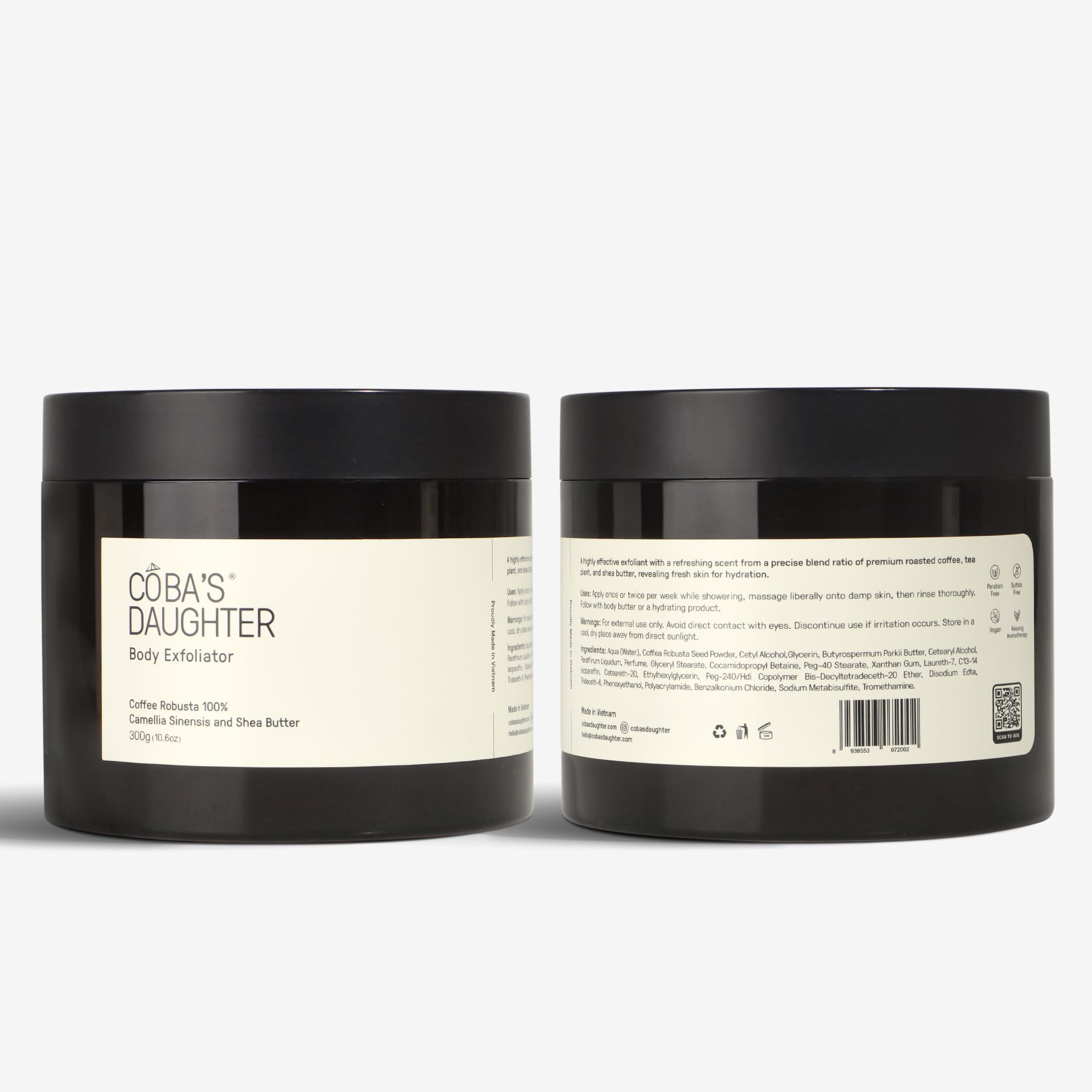 Robusta Coffee Body Scrub| Exfoliating for Cellulite and Stretch Marks, KP Bump Eraser, Strawberry Legs,Underarm | Matcha & Shea Butter | Safe for pregnancy | Vegan Beauty (10.6 Oz)