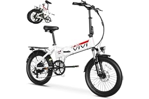 Vivi Electric Bike, 20" x 2.4 Fat Tire Folding Electric Bike Peak 750W Electric Bicycle, 22MPH Foldable Ebike with 48V Removable Battery, 7 Speed Commuter Ebike Cruise Control, UL 2849 Certified