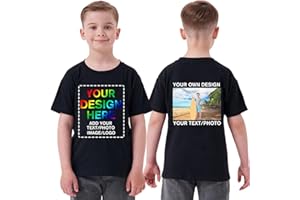 huale POD Custom Personalized Shirt for Child Boys Girls - Personalized Kids Shirt with Text Photo Image - Front & Back Print