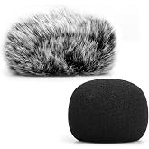 ChromLives Microphone Windscreen, Furry Windscreen Muff Wind Cover + Foam Microphone Windscreen Cover Compatible with Zoom H1 H1n Apogee Mic and More, Furry &amp; Foam 2Pack