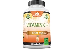 NaturaLife Labs Vitamin C with Vitamin D3, Zinc, Elderberry & Ginger Root – 1,700 mg per Serving – 100 Capsules, Vegan, Non-GMO, Gluten Free