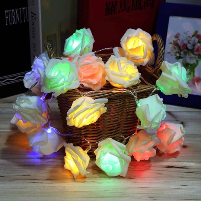 AtneP 20 LED Multi Color Rose String Lights for Home Decoration