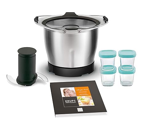 Krups Prep and Cook Zubehör XF555E Mini Schüssel, Aufbewahrungs-Töpfchen, Rostfreier Stahl (1,4 Liter) Edelstahl