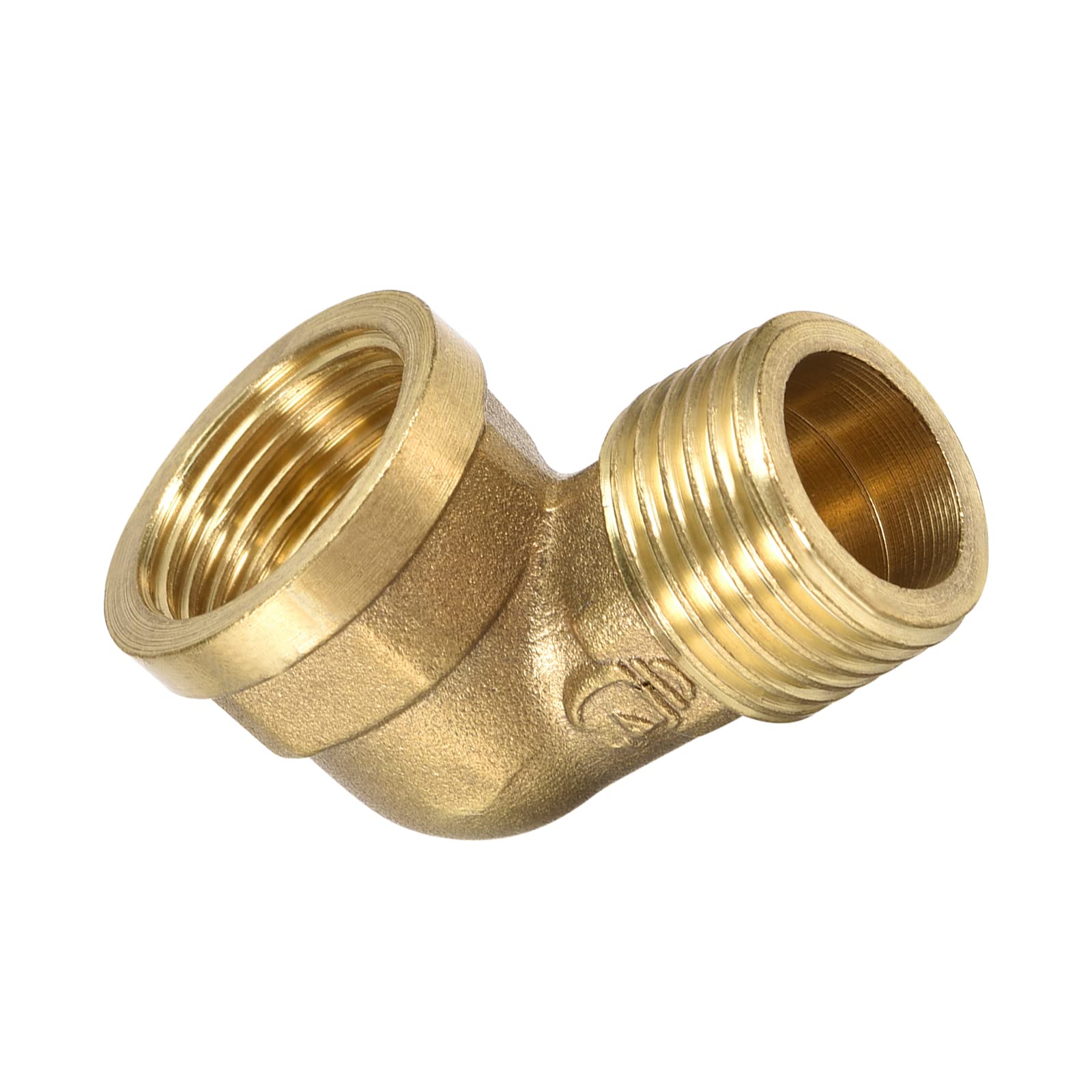 DTGN G1/2 x G1/2 (Male x Female) 90 Degree Brass Pipe Fitting - Good for Water Pipe System - Brass Street Elbow Adapter - Gold Tone