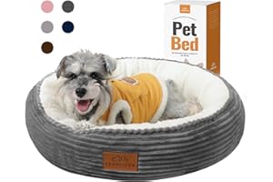 Zerbuger Dog Bed for Small Dogs, Washable Dog Bed, Round Donut Pet Bed Gift for Puppy and Kitten, Extra Soft Calming Dog Beds with Anti-Slip Bottom, 23 Inches, Dark Grey