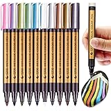 PANDAFLY Metallic Marker Pens, Set of 10 Colors Paint Markers for Black Paper, Rock Painting, Scrapbooking Crafts, Card Makin