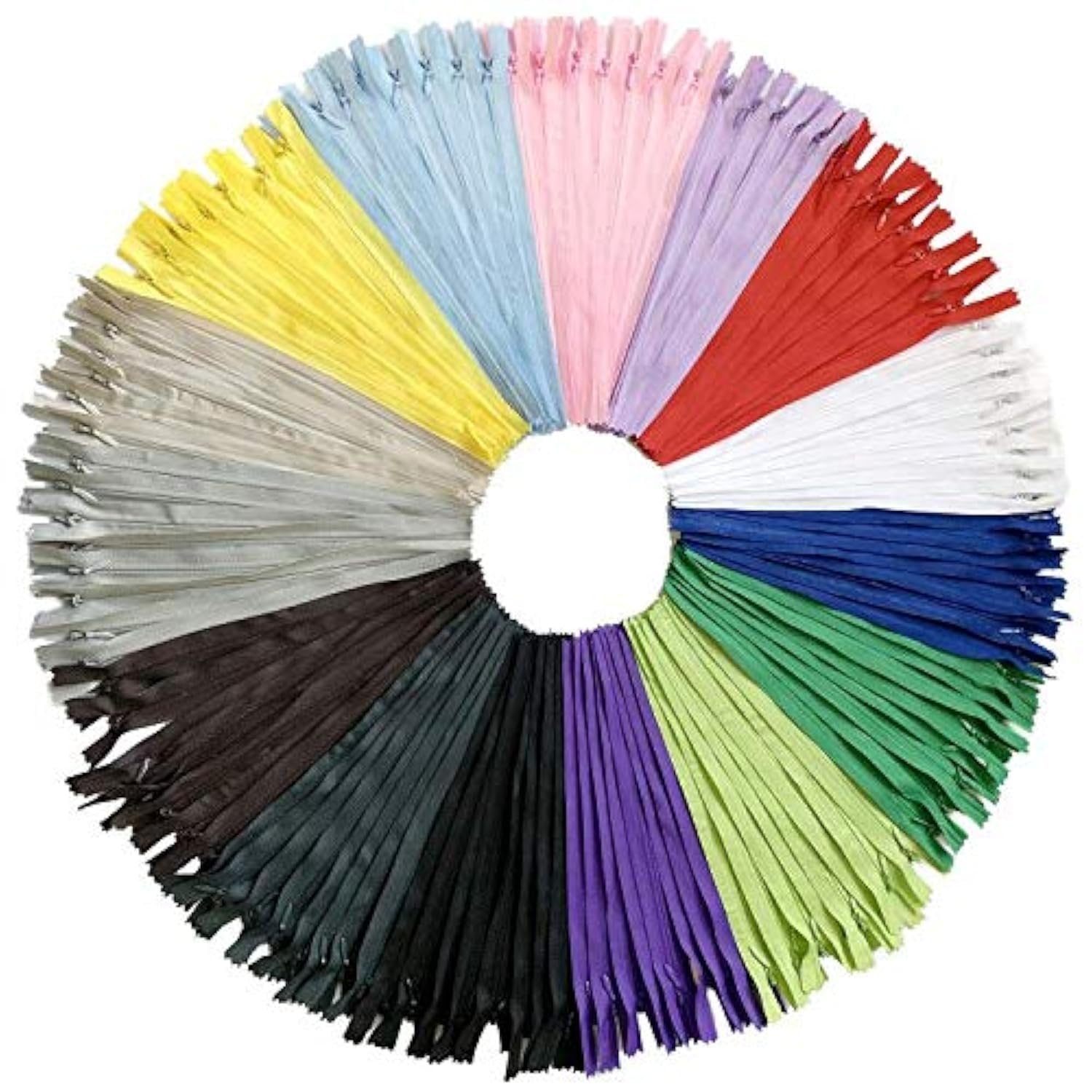 DOITEM 75 x 40 cm/15 Inches Invisible Multi-Coloured Nylon Reel Zippers for Sewing and Crafts, 15 Colours