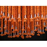 Krati Exports 5 PC - 6 feet Orange Marigold Garland |Indian/American Wedding Party Mantle Decoration, Faux Garlands Wedding G