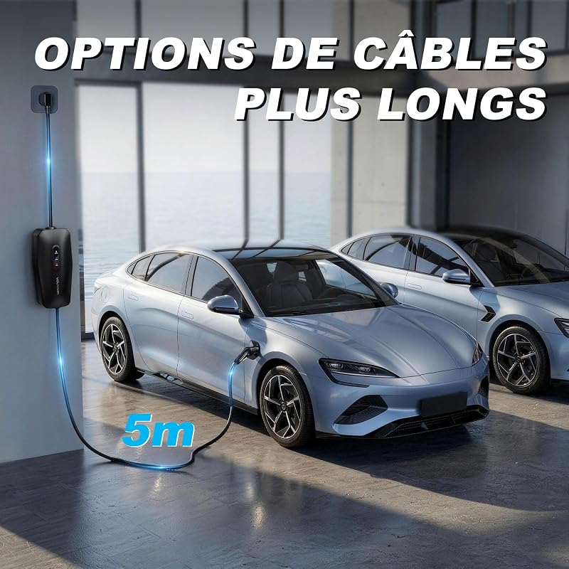 Chargeur Voiture Electrique 3,68kW 16A Type 2 Schuko, EV Chargeur 5m