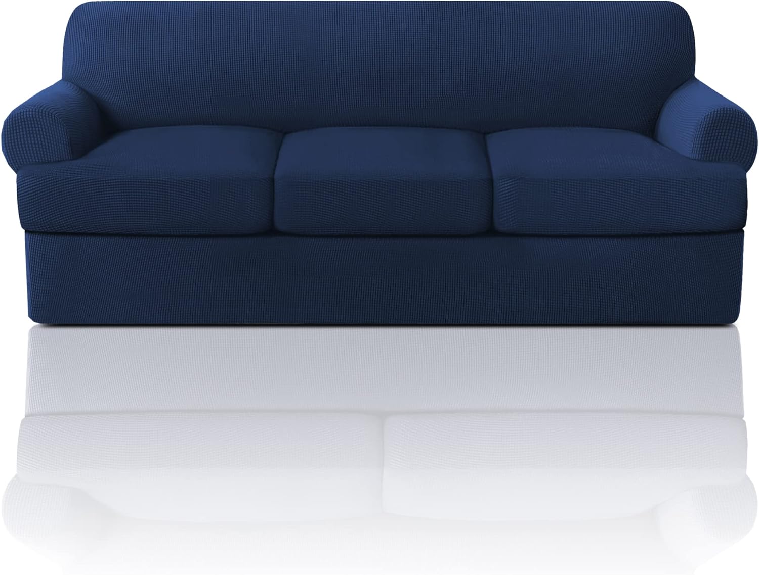 Slipcovers - T Cushion Sofa Slipcover 4 Pieces Sofa Covers for T Cushion Sofa Soft Couch Cover Sofa Slip Covers Furniture Covers with 3 Individual T Cushion Shape Seat Covers Machine Washable, Navy