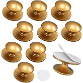 StickNGo Self Adhesive knobs, Stick On Knobs for Cabinets, Closets, Drawers | No Drilling, Strong Adhesive Round Stainless Steel Stick on Handles, Gold 10pcs