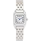 Peugeot Womens Square 20x22mm Roman Numeral Dial Panther Link Bracelet Watch