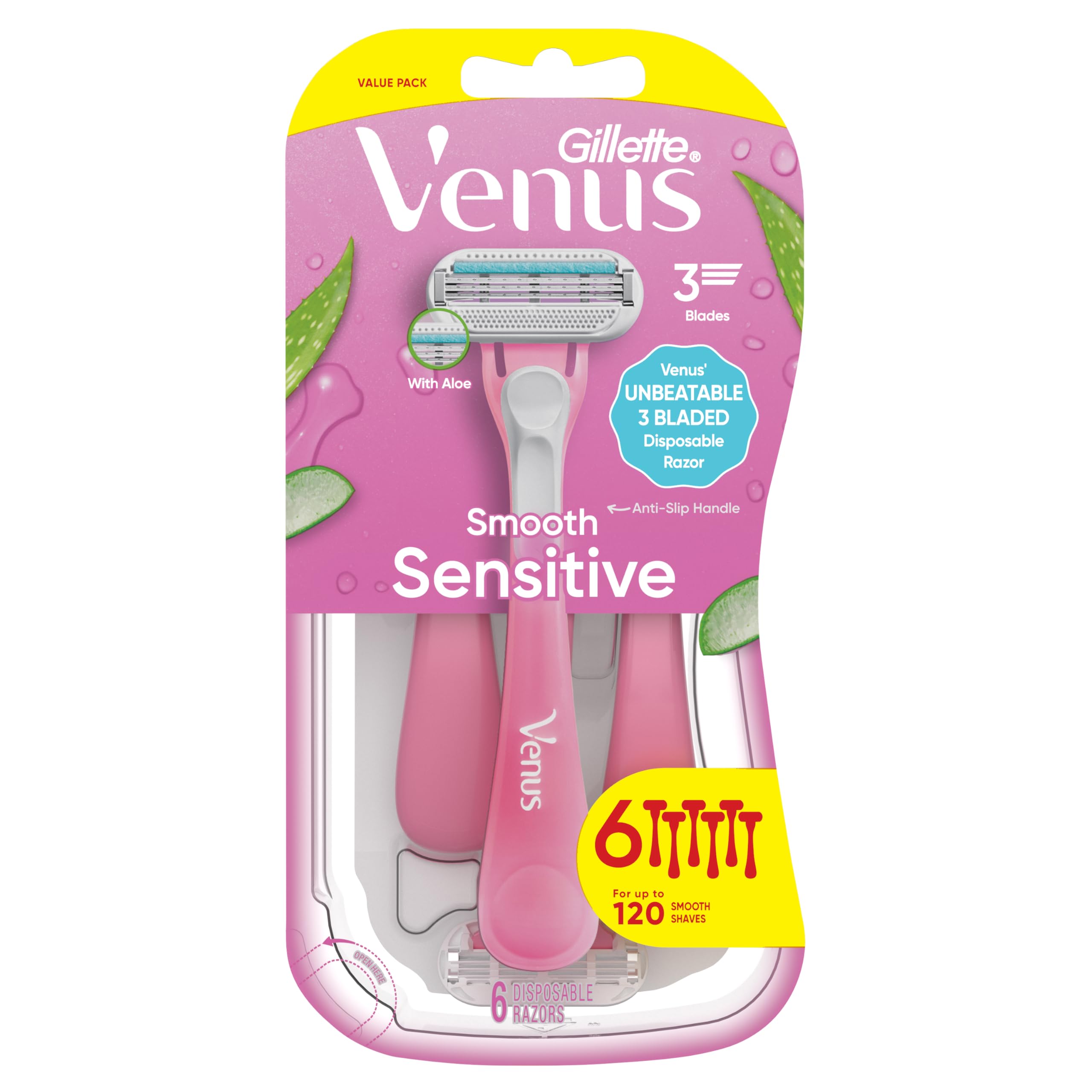 Buy Gillette Venus Sensitive Disposable Razors for Women with Sensitive ...