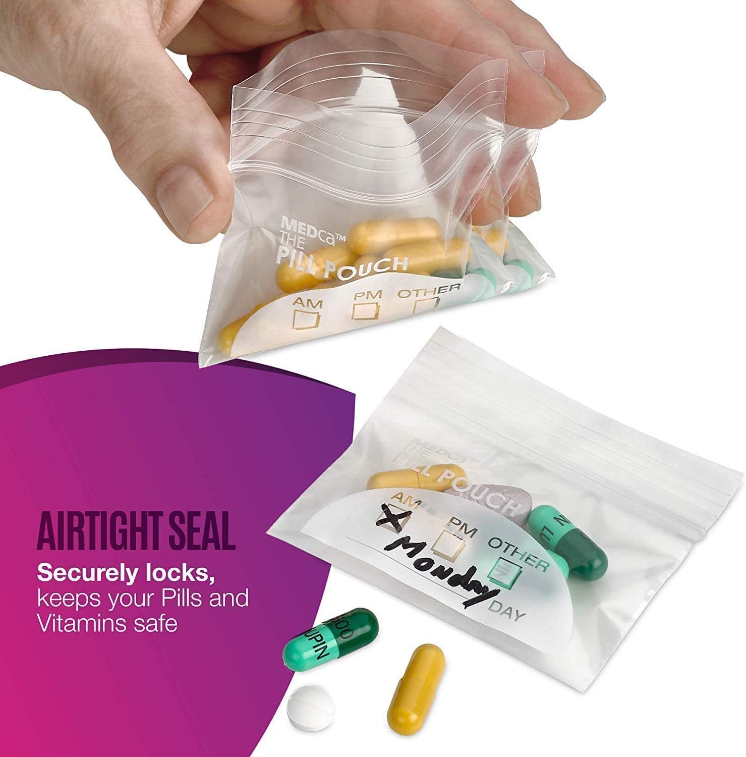 Pill Pouch Bags, (Pack of 400) 3" x 2.75", BPA-Free, Poly Bag Disposable Zipper Pills Baggies - Image 5