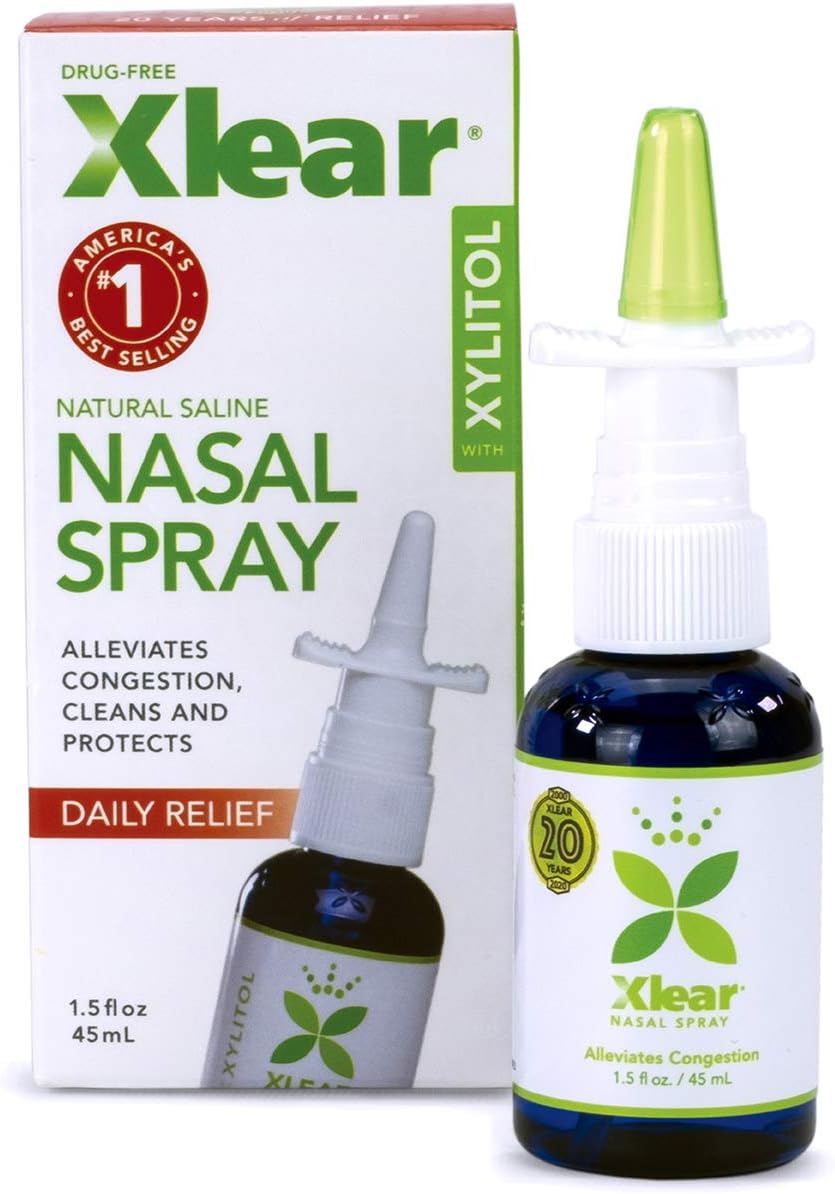 Xlear Nasal Spray with Xylitol, All-Natural Saline Nasal Spray for Sinus Rinse & Sinus Relief 1.5 fl oz (3 Pack): Health & Personal Care
