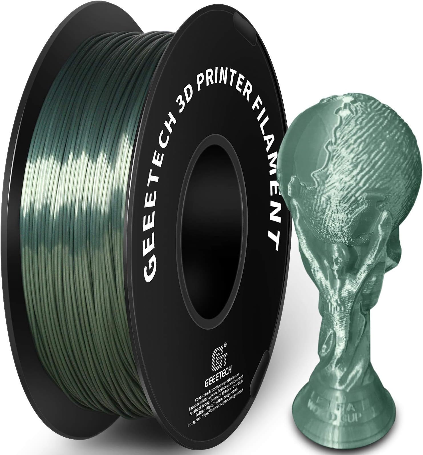 PLA Filament 1.75mm Silk, Geeetech 3D Printer PLA Filament,1.75mm,1kg per Spool… (Silk bronze)