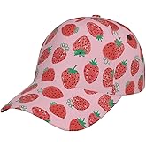 YSBYEIU Pink Strawberry Hats Women Men Cute Strawberry Adjustable Snapback Hat, One Size