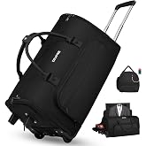 DEVPNR Rolling Garment Bags for Travel 59L, Black | Rolling Duffle Bag with Wheels, Shoe Compartment for Men &amp; Women, 3 in 1 Carry on Convertible Travel Garment Bag with Wheels