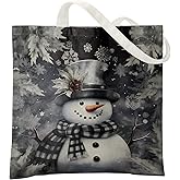 Veqzc Christmas Canvas Tote Bag for Women, Animal Snowman Gnome Lover Gift Bag