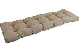 Blazing Needles Twill Tufted Bench Cushion, 55" x 19", Toffee