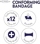 JFA Medical Conforming Bandage 7.5cm x 4m Pack of 12 Gauze Bandages view 7