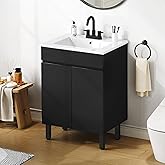 DWVO 24 Inch Black Bathroom Vanity with Undermount Sink, Small Bathroom Sink Cabinet, Modern Bathroom Storge Vanity Includes 