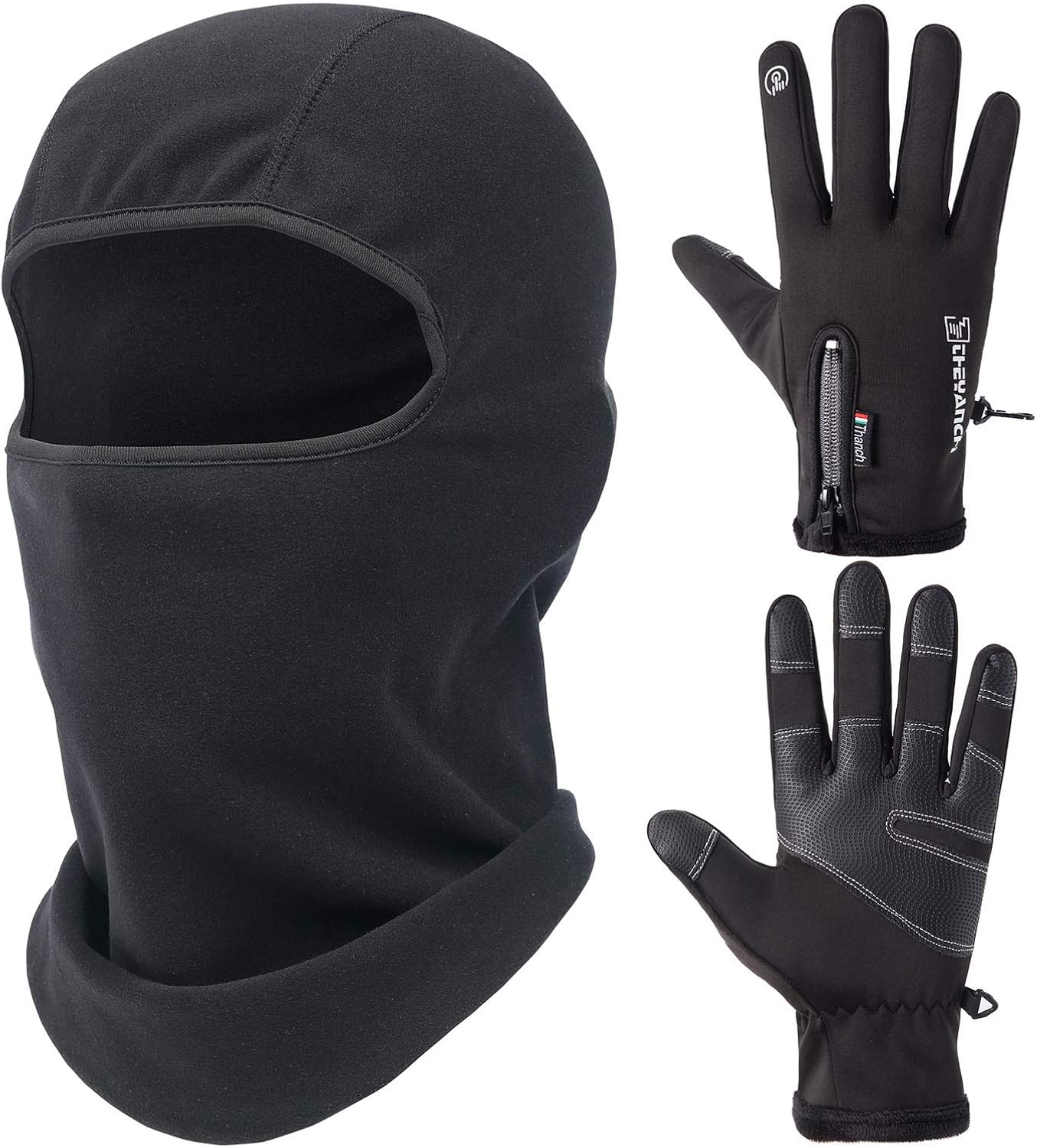 AxPower Balaclava Face Mask and Windproof Winter Gloves Set for Cycling