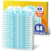 64 Count Duster Refills for Swiffer Duster, Multi-Layer Capture Duster Refills with 4X Microfibers &amp; Nonwovens, Unscented Dusters for Cleaning Home, Furniture, Blinds &amp; Vent (Handle Not Included)