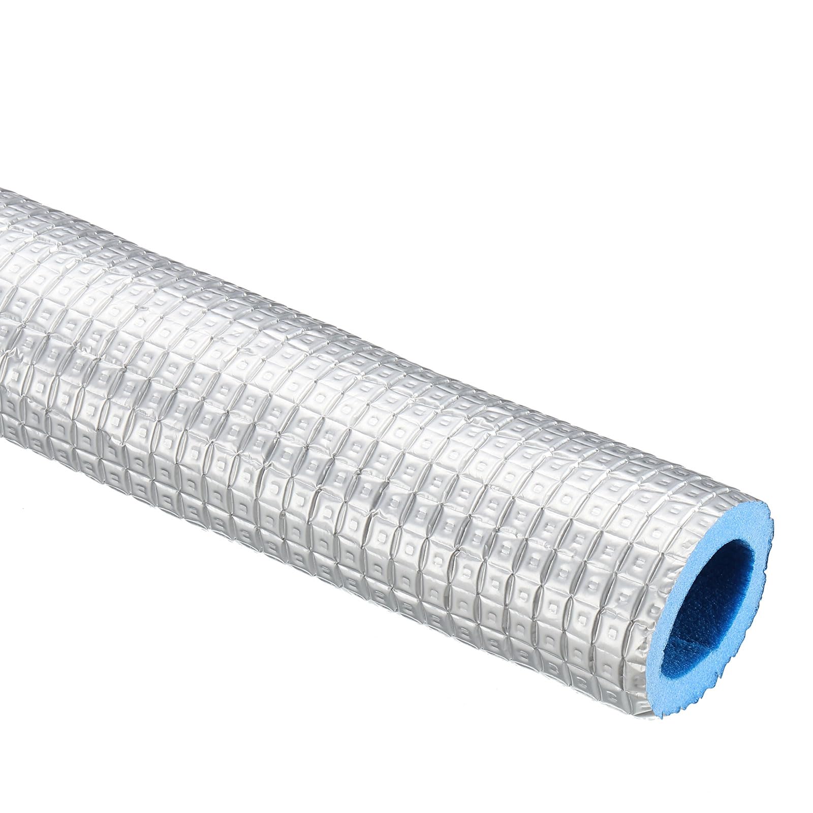 PATIKIL 5.6Ft Pipe Insulation Foam Tubing, 40mm(1-9/16") ID 60mm(2-3/8") OD Heat Preservation XPE Foam Tube Wrap with Aluminum Foil for AC Unit Air Conditioning Water Pipe, Silver Blue