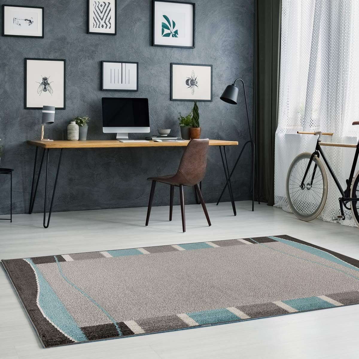 Amazon.de mynes Home Teppich Kurzflor Wohnzimmer mit Bordüre Umrandung