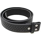 BC Belts Leather Belt Strap with Embossed Basket Weave Pattern 1.5" Wide with Snaps