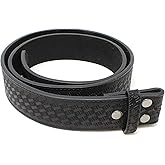 BC Belts Leather Belt Strap with Embossed Basket Weave Pattern 1.5" Wide with Snaps