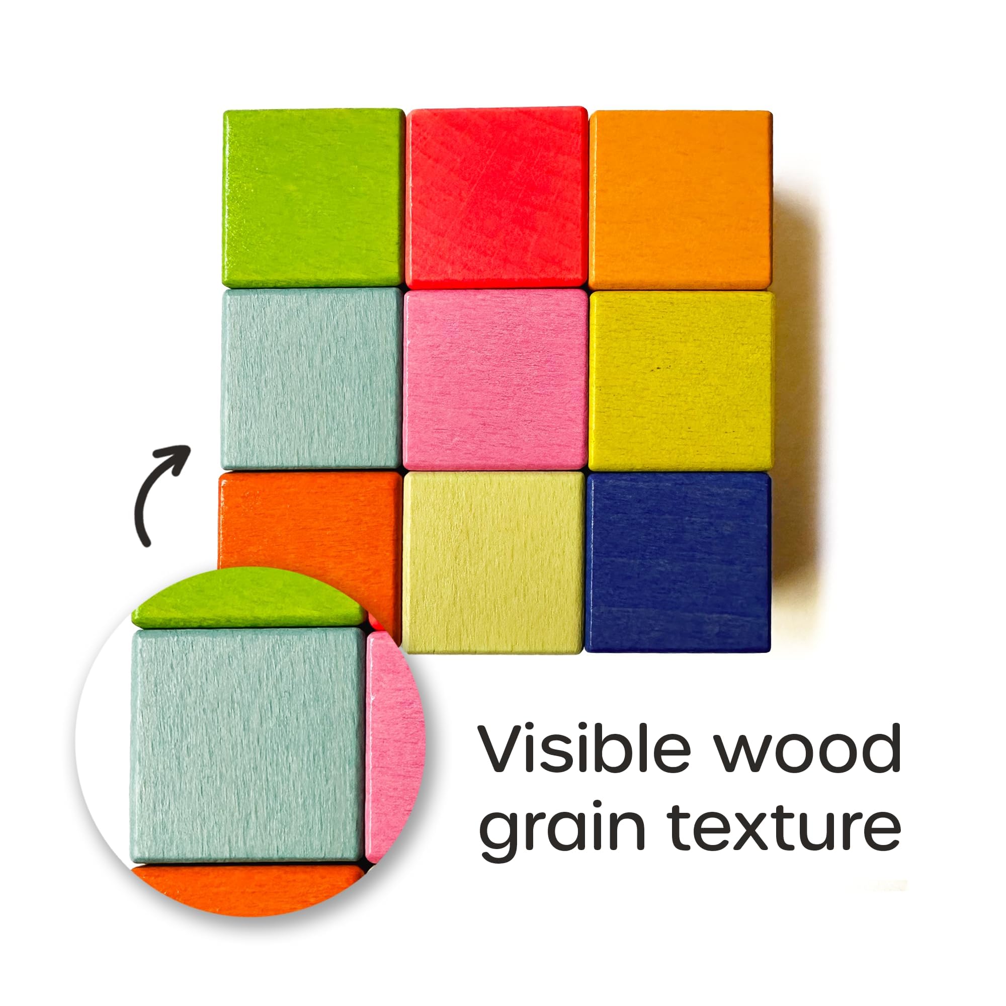 Quiggly Montessori Wooden Rainbow Building Blocks Set | 68-Piece Educational STEM Toy for Toddlers | Includes Storage Box with Carry Handles | Ideal for Ages 12-48+ Months (Wooden Storage Box)