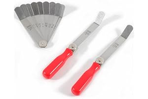 EnRand A308 Offset Valve Tappet Gauge Set Premium 11-Blade Feeler Gauge Kit Sizes from 0.004" to 0.014" Includes Two Handles