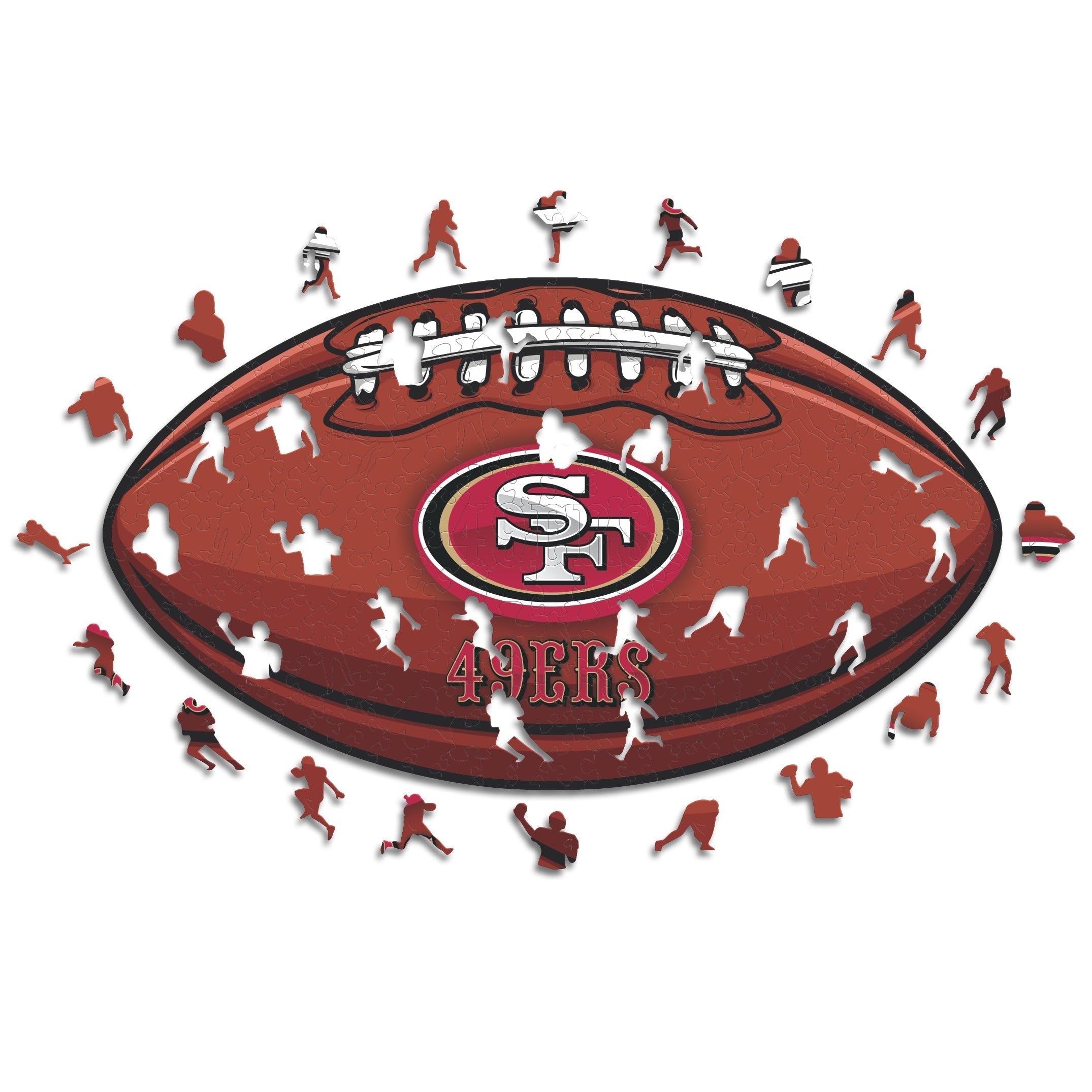 Iconic Puzzles, San Francisco 49ers crest, 100% eco-sustainable wooden puzzle with official license NFL, size M, 270 pieces