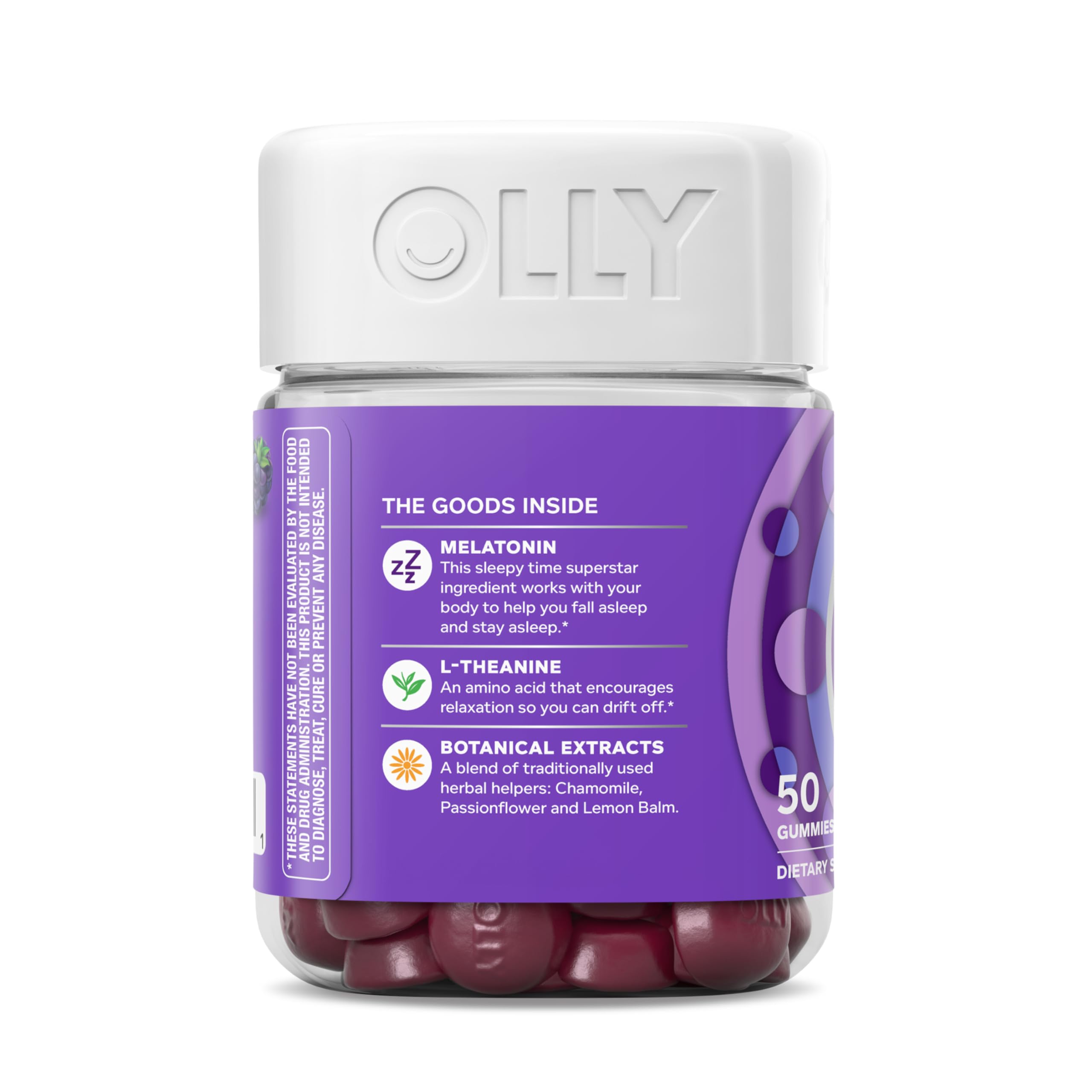 OLLY Restful Sleep Gummy Supplement with Melatonin & L-Theanine Chamomile, Blackberry Zen, 50 Gummies (25 Day Supply) Supports a Healthy Sleep Cycle* (Packaging May Vary)