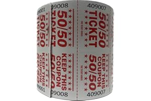 THE TICKET GURUS 50/50 Marquee Raffle Tickets - 1000/Roll Easy Read Series (Easy Read RED)