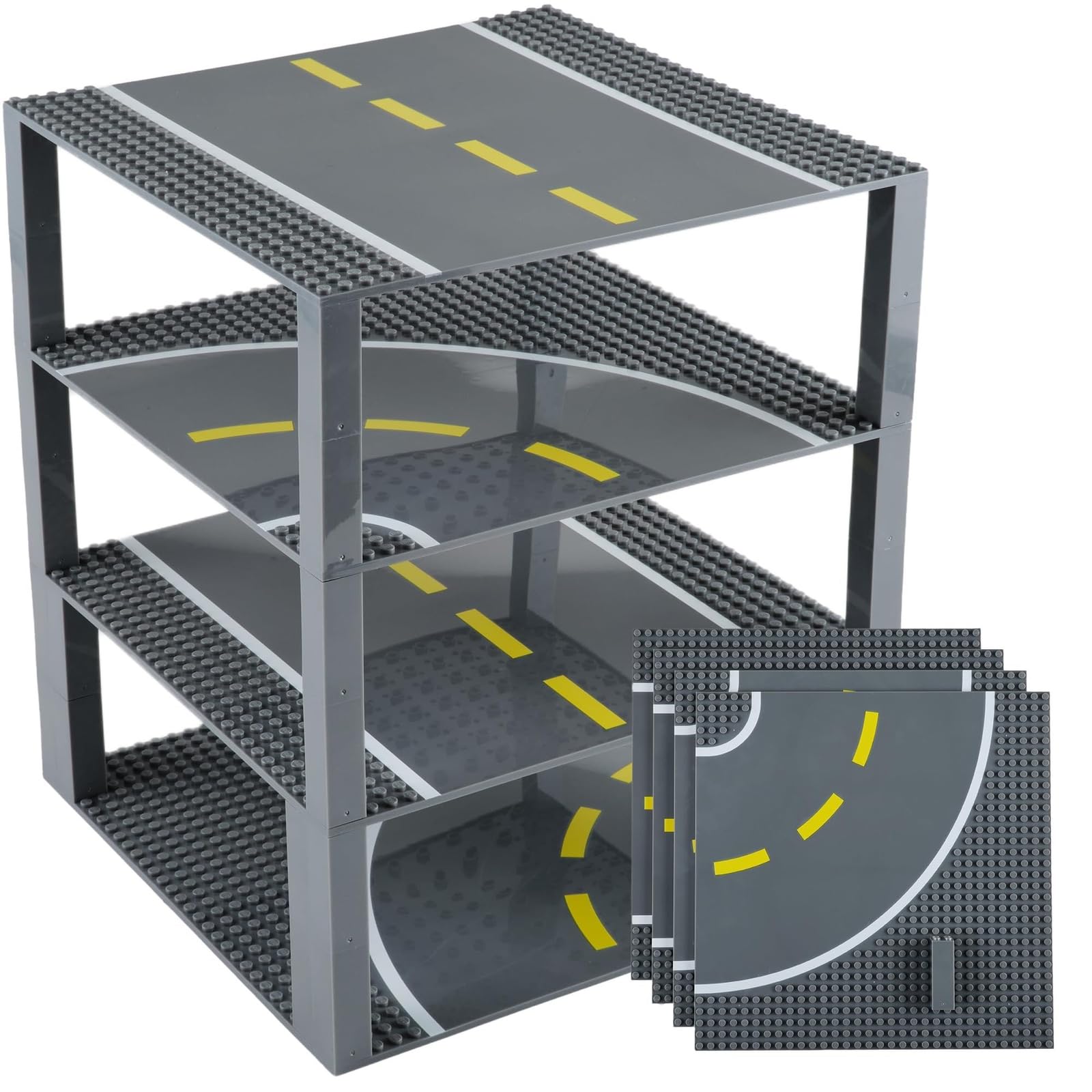 Strictly Briks Road Baseplates 10" x 10" Building Brick Base Plate 100% Compatible with All Major Brands | Building Bases for City Roads, Towns and Garages and More | 2 Stra