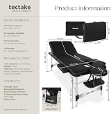 tectake 3-Zone Massage Table Aluminium Frame Foldable 230 kg Load 212x108 cm view 6