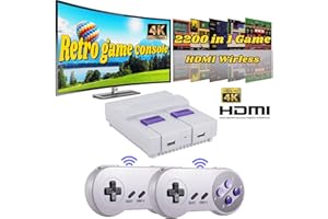 GINGYATU Super Classic Retro Game Console,4K HDMI Video Game System with Built in 2200+ Old School Classic Games and Dual Game Controllers Wireless,Support TF Card and Plug and Play.