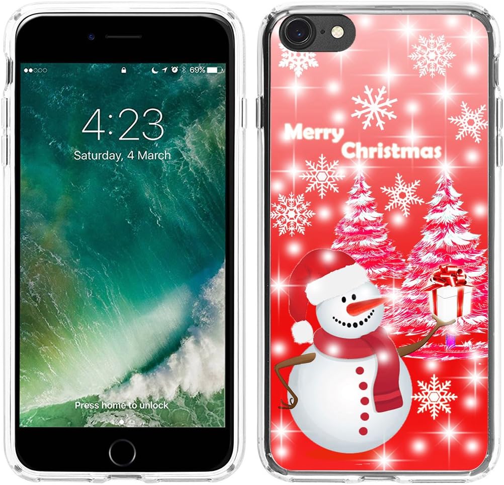 6S Case Case Christmas,Hungo Thin Soft TPU Silicone Protective Cover Shell Compatible with iPhone 6S/6 Red Christmas Snowman Christmas Tree Design Gift Present