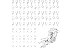 Lobster Clasps for Jewelry Making, FENGWANGLI 300 Pcs 12mm Silver Lobster Claw Clasps with Jump Rings for DIY Necklace Bracelets(Silver)