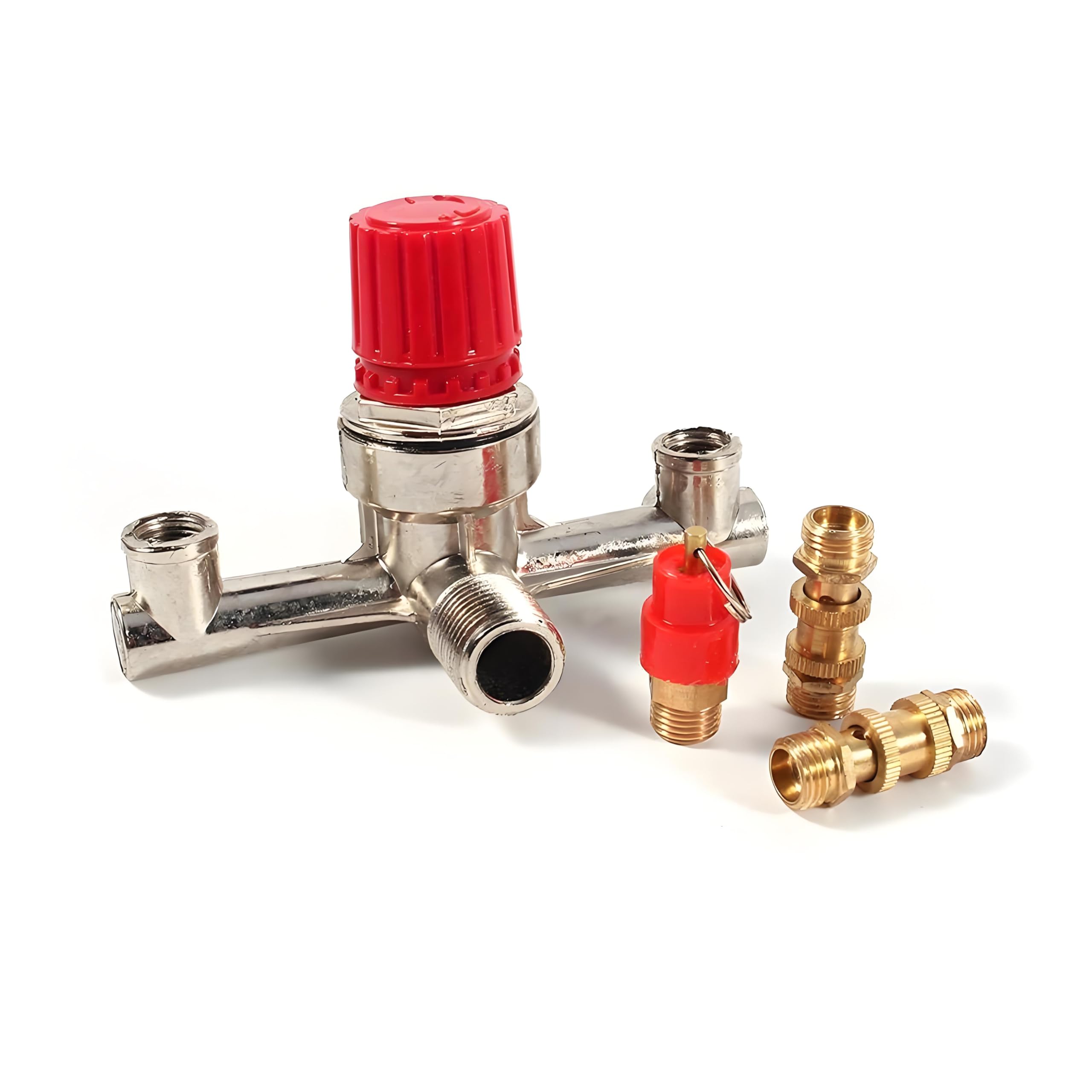 1Pc Air Compressor Pressure Switch Double Outlet Tube Alloy Air Compressor Switch Pressure Regulator Valve Fit Part with Bracket