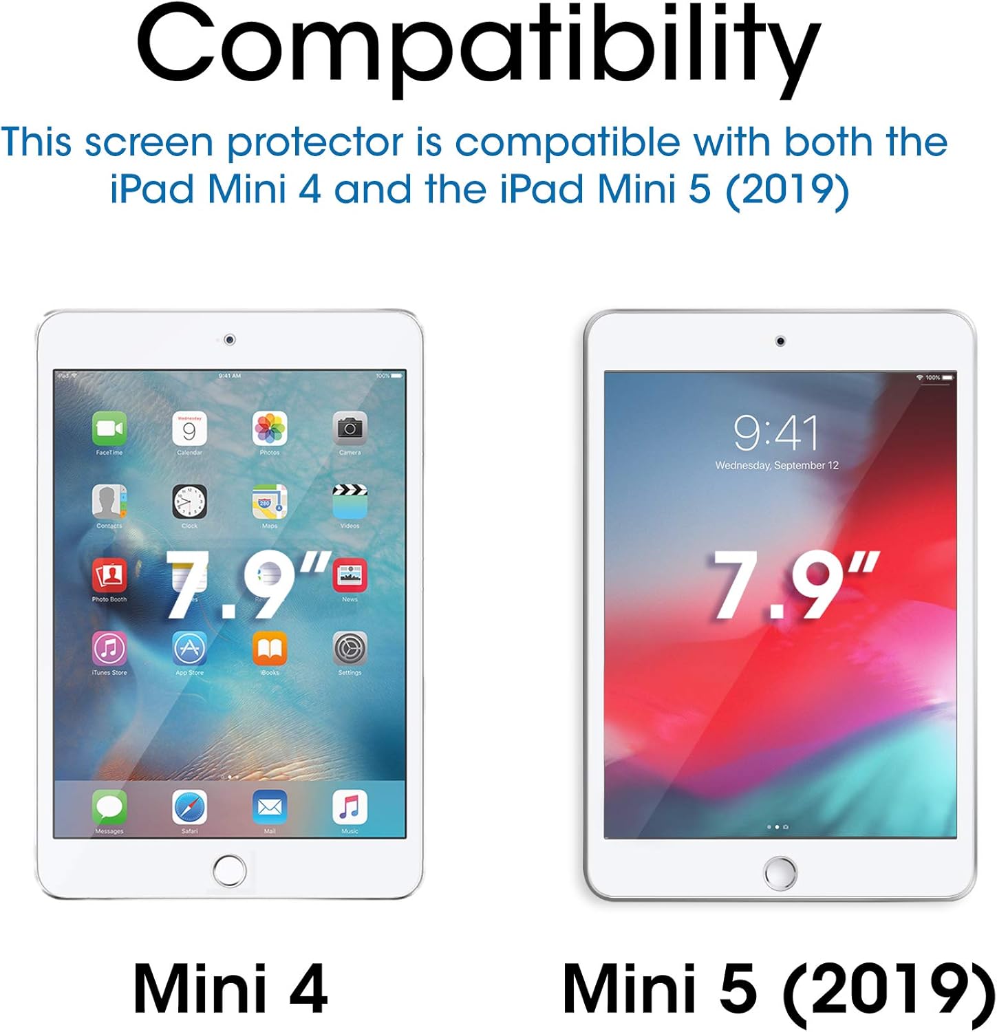 amFilm Glass Screen Protector for iPad Mini 5 (2019) and iPad Mini 4, Tempered Glass: Computers & Accessories