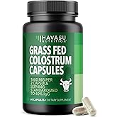 Grass Fed Colostrum Supplement for Immune and Gut Health - 1000mg Bovine Colostrum per Serving with 40% IgG - 60 Count - Non-GMO, Gluten-Free Colostrum Capsules for Adults - 30 Day Supply