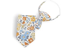 Rzmtaol Floral Tie for Boys Girls, Pre-tied Kids Tie Adjustable Cotton Boys' Neckties Age 8-14 for School Daily Celebration
