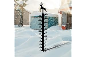 Flexyony Outdoor Snow Gauge 24 Inch Iron Art Snow Gauge Detachable Christmas Snowflake Snowfall Measuring Gauge Handmade Snow Measuring Stick for Garden Yard Christmas Decoration Gift (C-Elk)