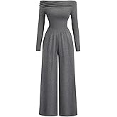 Verdusa Women's Elegant Off The Shoulder Jumpsuits Long Sleeve One Piece Dressy Rompers