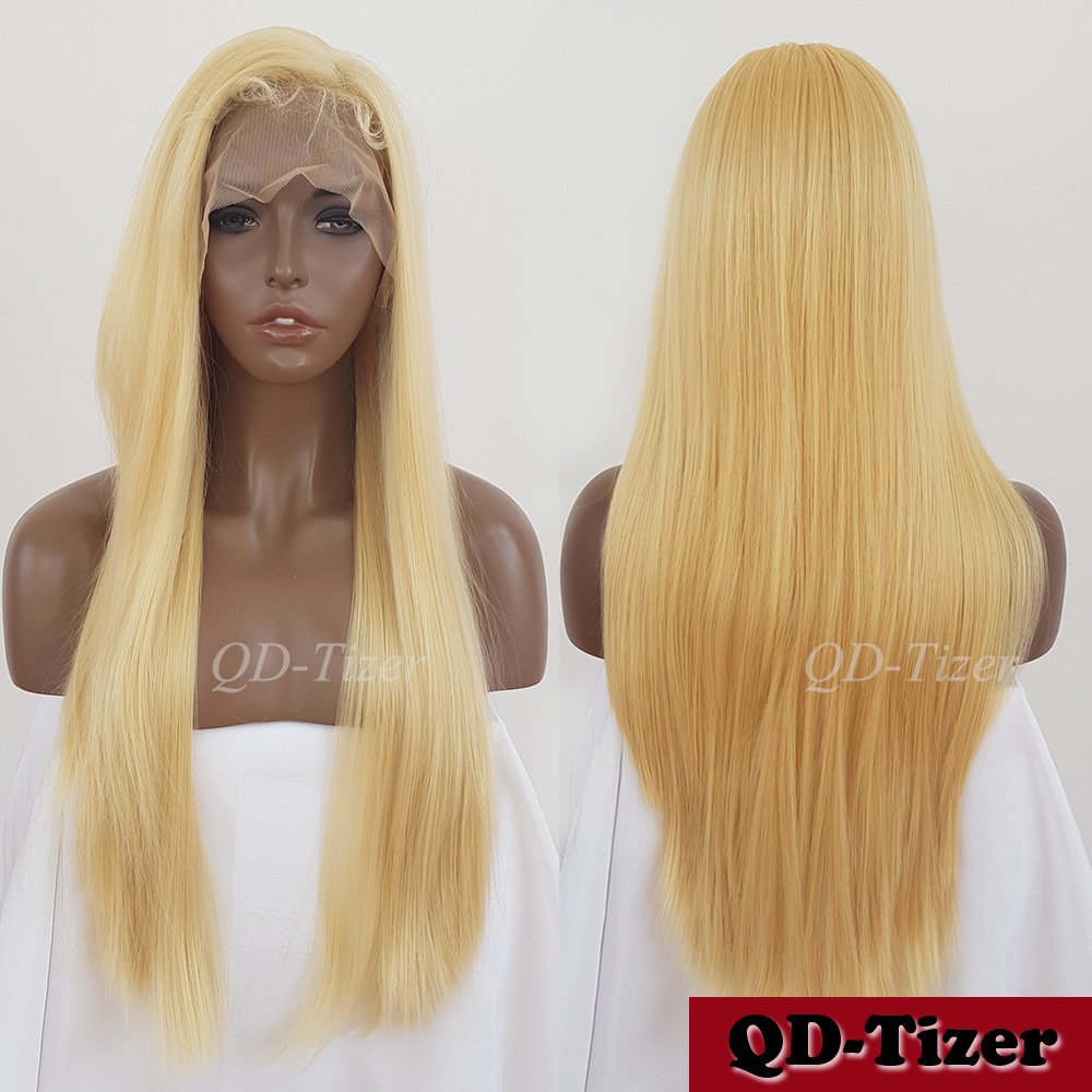 qd tizer gerade lange synthetische Perücke blond 613 seidig Lace Front Perücken mit Baby Haar Hitzeresistente Synthetik Perücken für Frauen Amazon